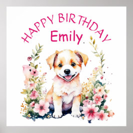 Puppy Hund ThLED Personlig Birthday Poster