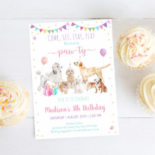 Puppy Hund-ty Birthday Inbjudningar