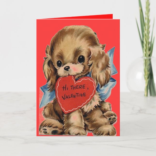 PUPPY HUND VALENTINES - VALENTINES DAY - VALENTINE HELGKORT (Framsida)