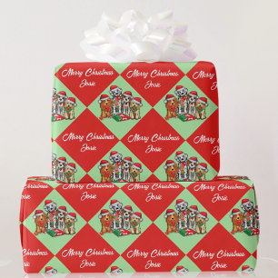 Puppy Hundar personalize Namn God jul Roll W Presentpapper