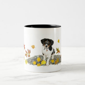 Puppy i Höst löv Två-Tonad Mugg