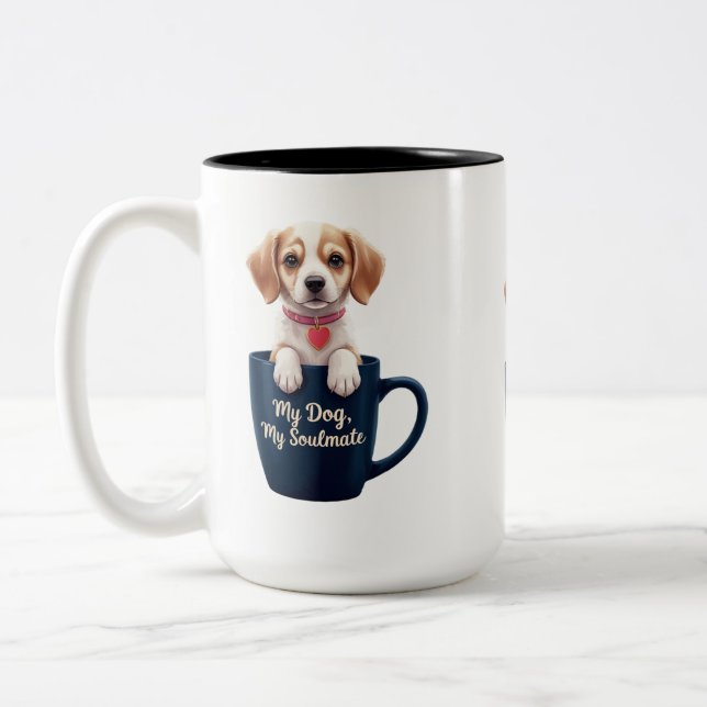Puppy i Mugg - Min Hund, min själsförfattare Mugg (Vänster)