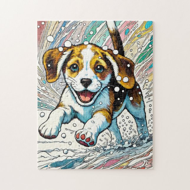 Puppy i Puzzle Snö 250 Biet Pussel (Vertikal)