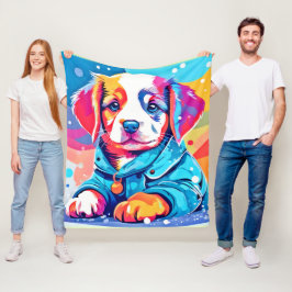 Puppy in Blue Jacka Design Fleecefilt