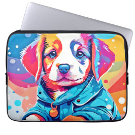 Puppy in Blue Jacka Design Laptop Fodral