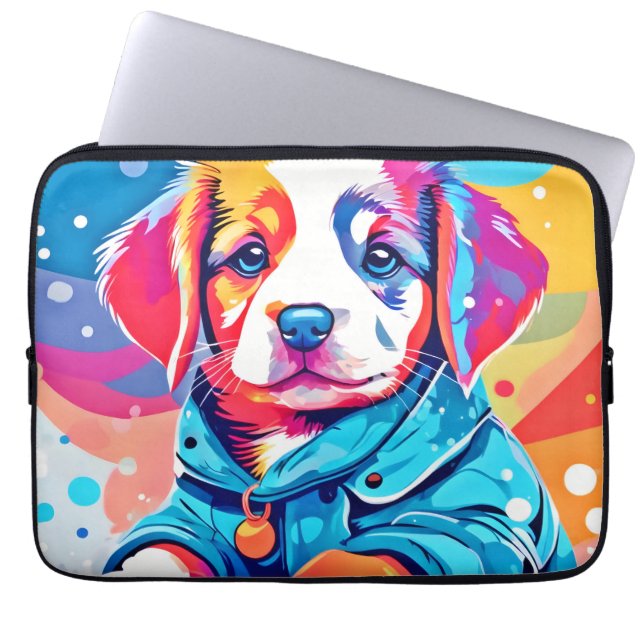 Puppy in Blue Jacka Design Laptop Fodral (Framsidan)