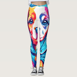 Puppy in Blue Jacka Design Leggings