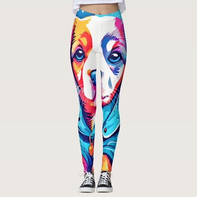 Puppy in Blue Jacka Design Leggings (Framsida)