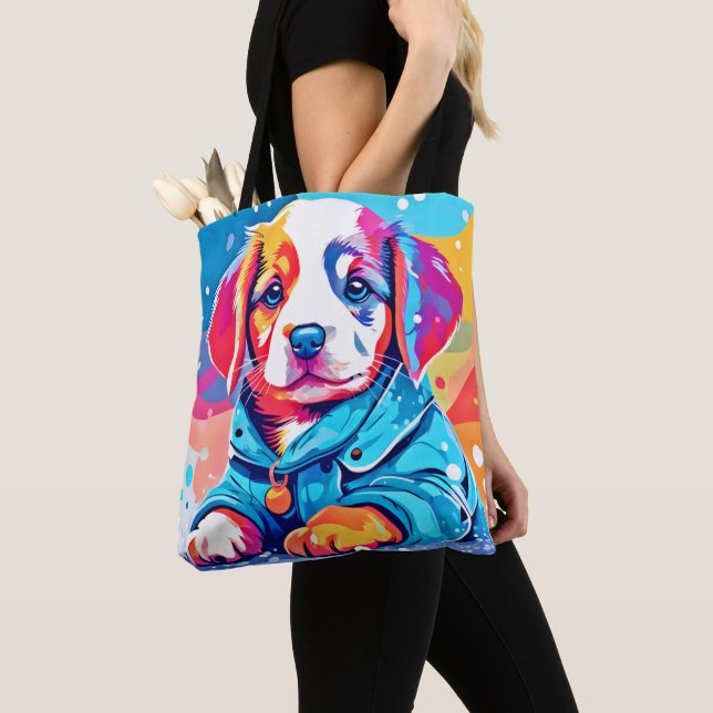 Puppy in Blue Jacka Design Tygkasse (Närbild)