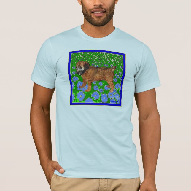 Puppy in Garden - Blue T Shirt (Framsida)