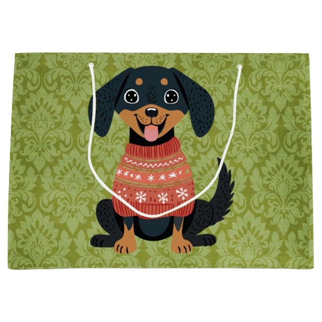 Puppy jul Dachshund Weiner Santa Hund (Framsidan)