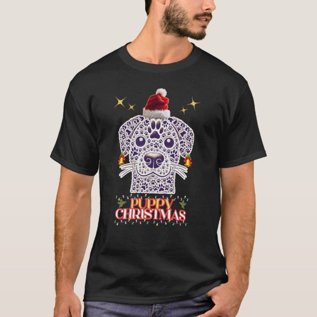 Puppy Jul - Festive Hund design T Shirt (Framsida)