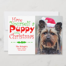 Puppy Jul-Helgdag-fotokort