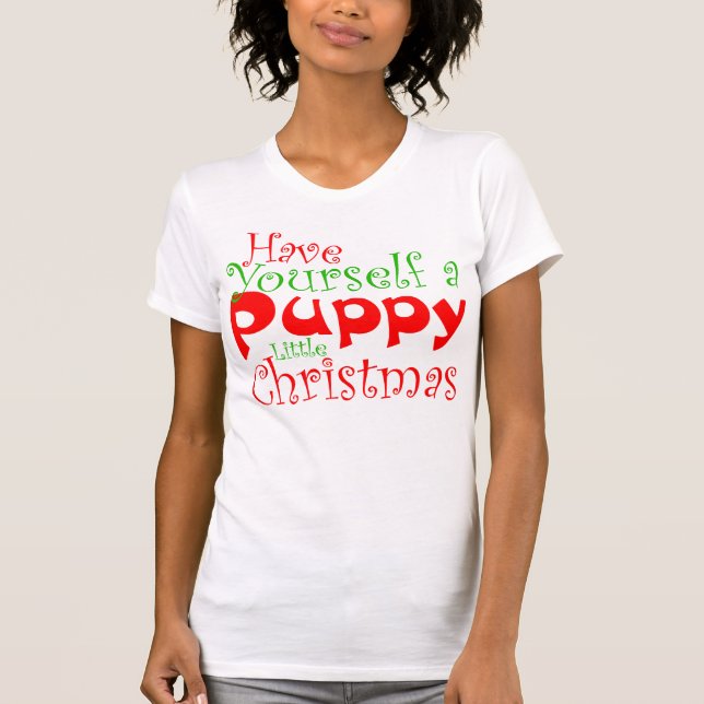 Puppy Jul Helgdag T-Shirt (Framsida)