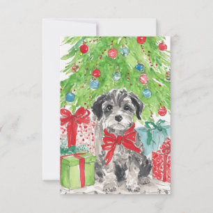 Puppy Jul Watercolor Note Cards Tack Kort
