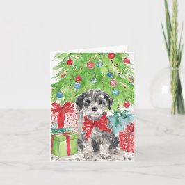Puppy Jul Watercolor Stationery Kort