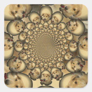 Puppy Kaleidoscope Art-utskrift Fyrkantigt Klistermärke