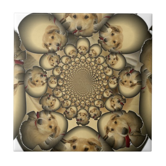 Puppy Kaleidoscope Art-utskrift Kakelplatta (Framsidan)