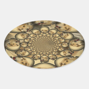 Puppy Kaleidoscope Art-utskrift Ovalt Klistermärke