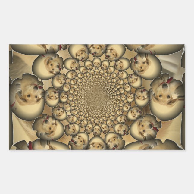 Puppy Kaleidoscope Art-utskrift Rektangulärt Klistermärke (Framsida)