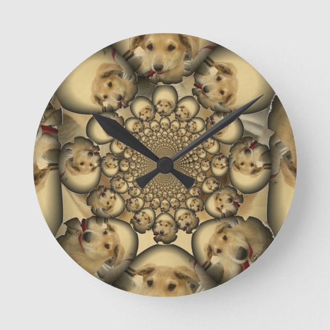 Puppy Kaleidoscope Art-utskrift Rund Klocka (Framsida)