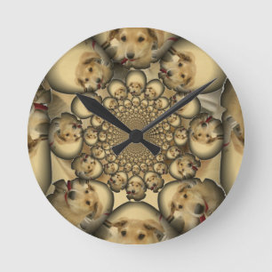 Puppy Kaleidoscope Art-utskrift Rund Klocka