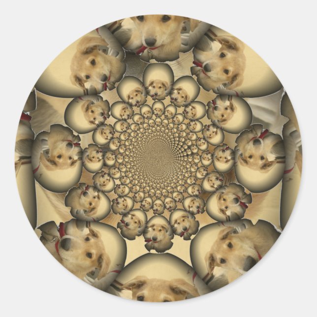Puppy Kaleidoscope Art-utskrift Runt Klistermärke (Framsida)