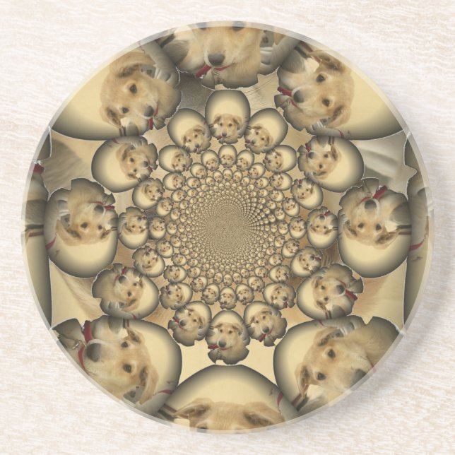Puppy Kaleidoscope Art-utskrift Underlägg Sandsten (Framsidan)