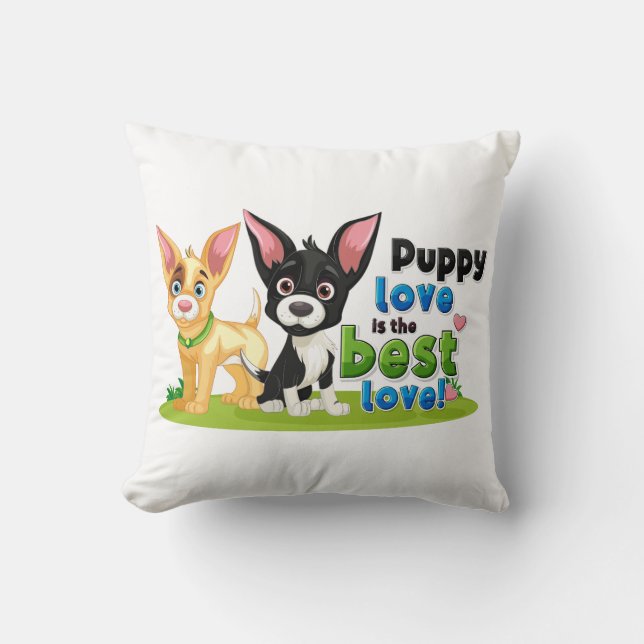 Puppy Kärlek är det bästa Kärlek Kudde (Framsida)