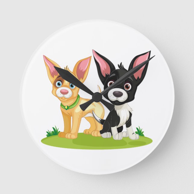 Puppy Kärlek är det bästa Kärlek Rund Klocka (Framsida)