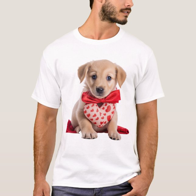 Puppy Kärlek Bandana Valentindagen T Shirt (Framsida)