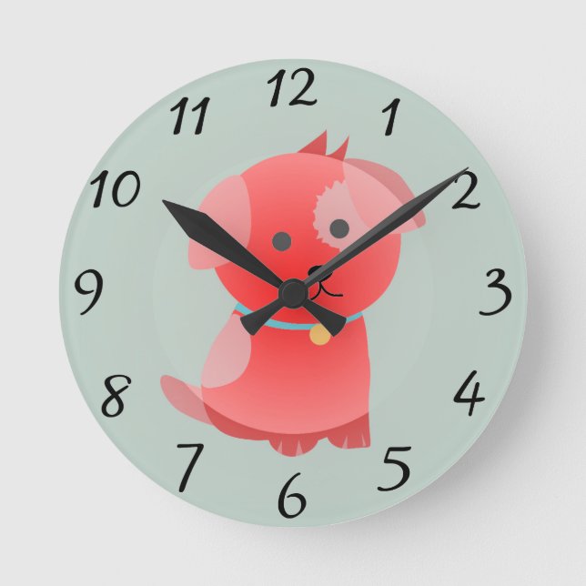 Puppy Kärlek Clock Rund Klocka (Framsida)