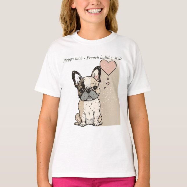 Puppy kärlek - Fransk bulldog stil T-Shirt (Framsida)