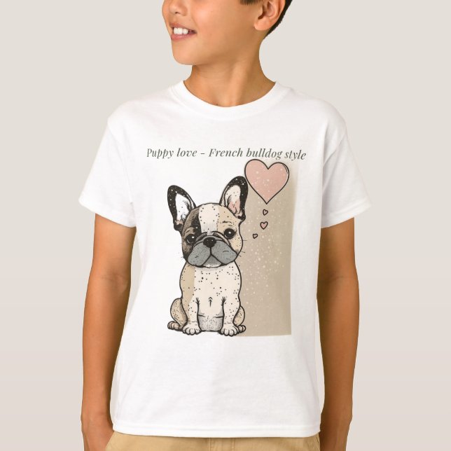Puppy kärlek - Fransk bulldog stil T-Shirt (Framsida)