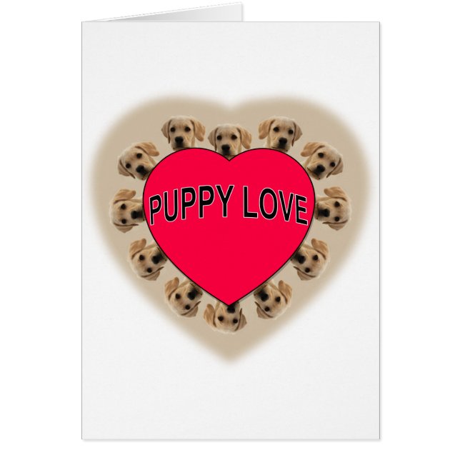 Puppy Kärlek Hälsningskort (Framsidan)