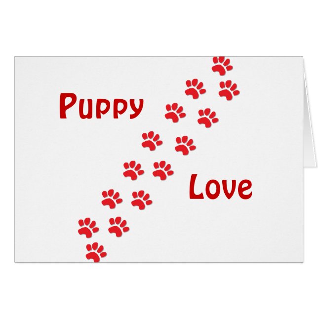 Puppy Kärlek Hälsningskort (Framsidan Horizontal)