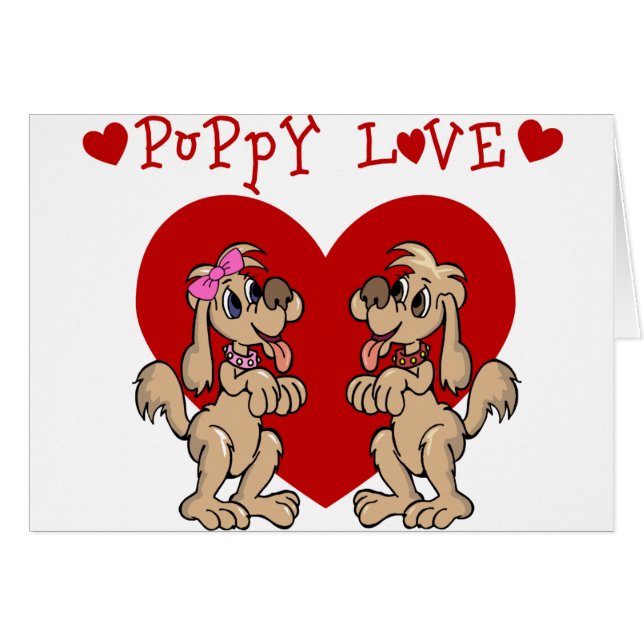 Puppy Kärlek Hälsningskort (Framsidan Horizontal)