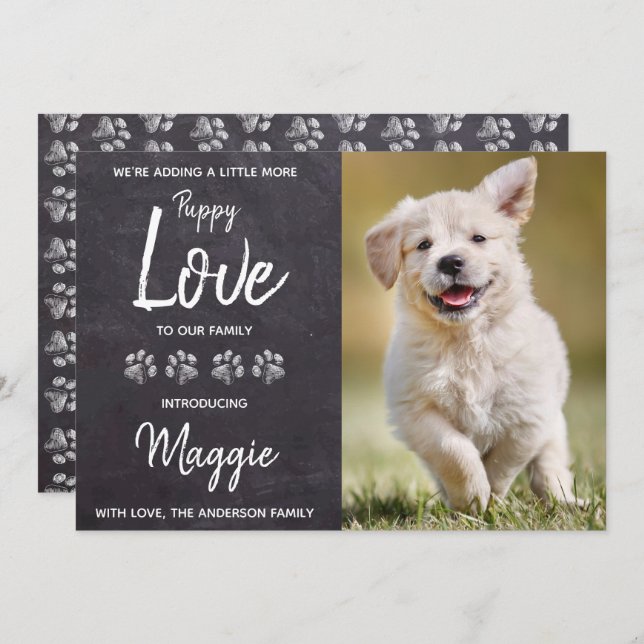Puppy Kärlek Hund New Pet Meddelande (Fram/baksida)