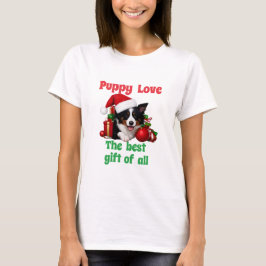 Puppy Kärlek Jul Adworthy Hund T Shirt