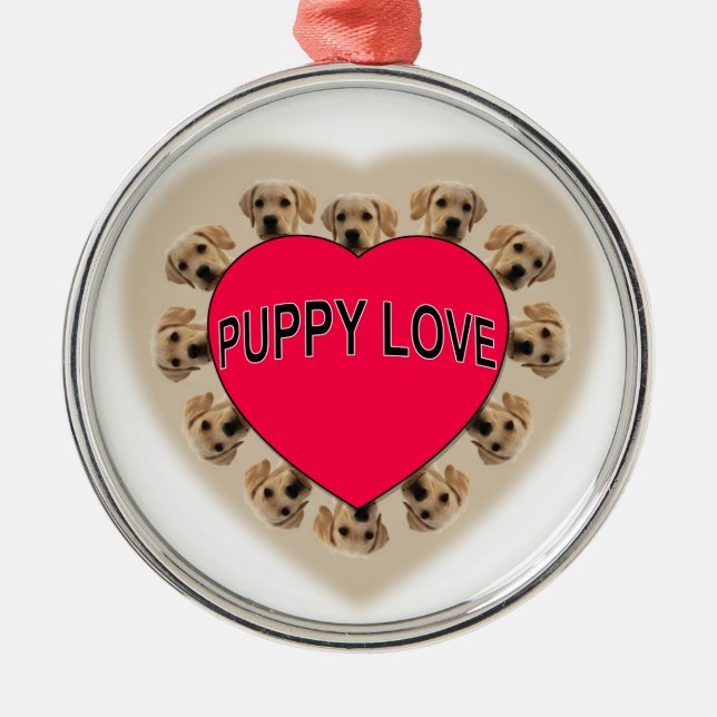 Puppy Kärlek Julgransprydnad Metall (Framsidan)