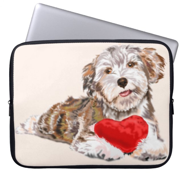 Puppy Kärlek Laptop Fodral (Framsidan)