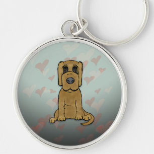 Puppy Kärlek Rund Silverfärgad Nyckelring