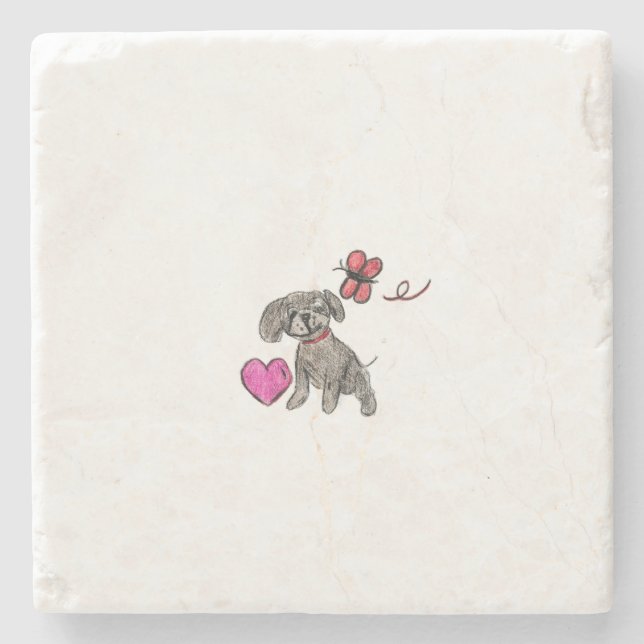 Puppy Kärlek Stenunderlägg (Framsidan)