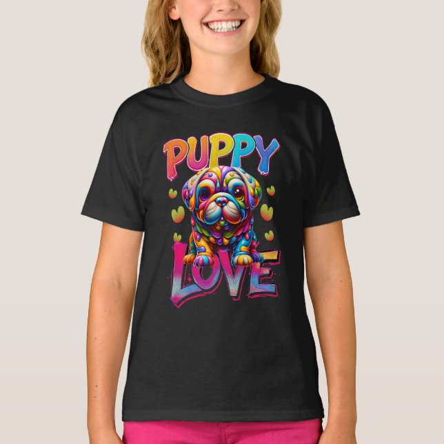 Puppy Kärlek T Shirt (Framsida)