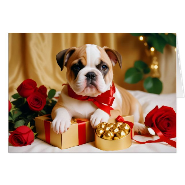 Puppy Kärlek Tender Romantic BeSnyc Gift Hälsningskort (Framsidan Horizontal)
