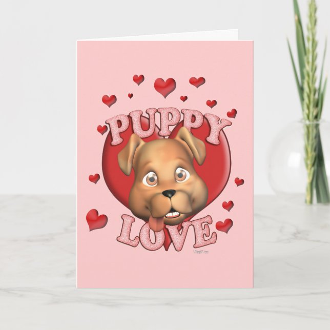 Puppy Kärlek Valentine Card Helgkort (Framsida)