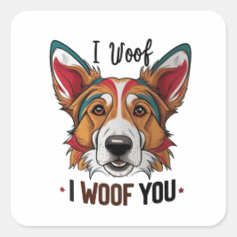 Puppy Kärlek Vibes Fyrkantigt Klistermärke