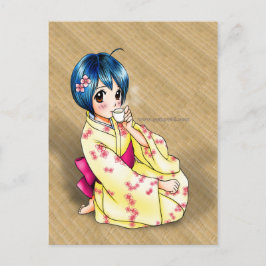 Puppy Kärlek Yukata Girl Vykort
