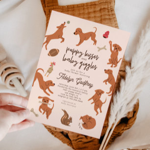 Puppy Kisses och Baby Giggles Baby Shower Inbjudningar