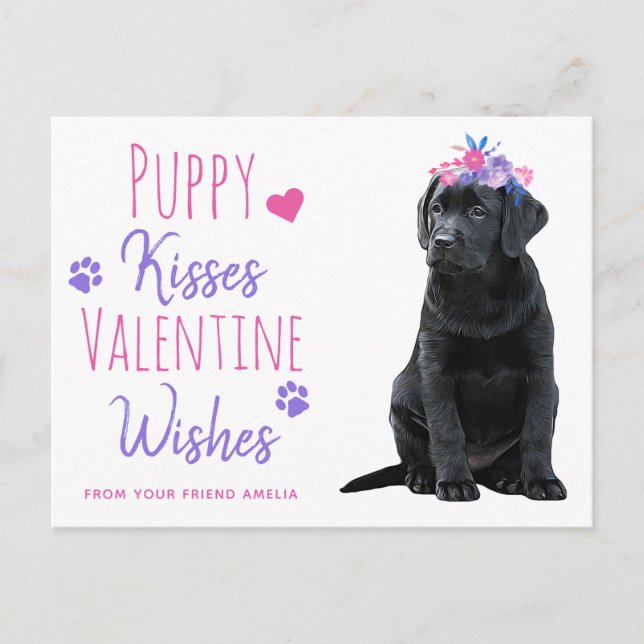 Puppy Kisses Valentine Önskemål Kids Valentines da Helg Vykort (Framsida)